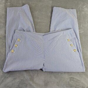 Counterparts Pants 2X Plus Blue White Striped Capri Pull On Elastic Waist STR65E